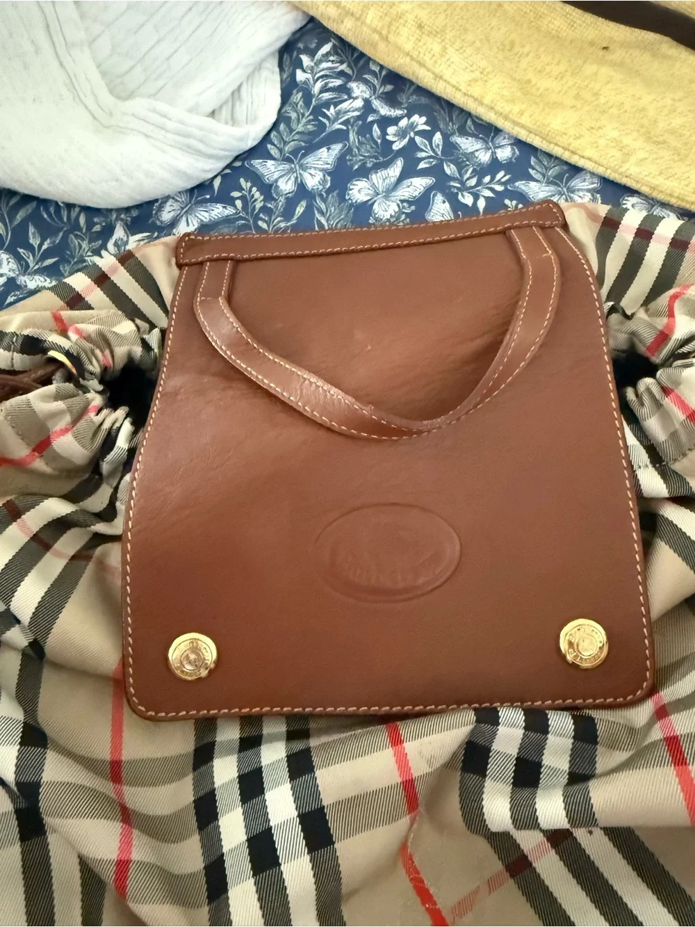 Vintage Burberry Classic Plaid Women's Backpack - Brown Leather Trim